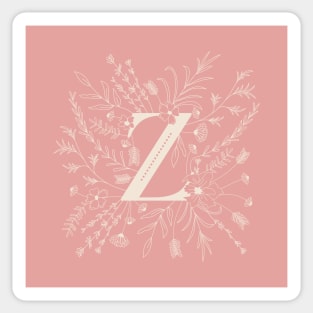 Botanical Letter Z (Hibiscus Pink) Sticker